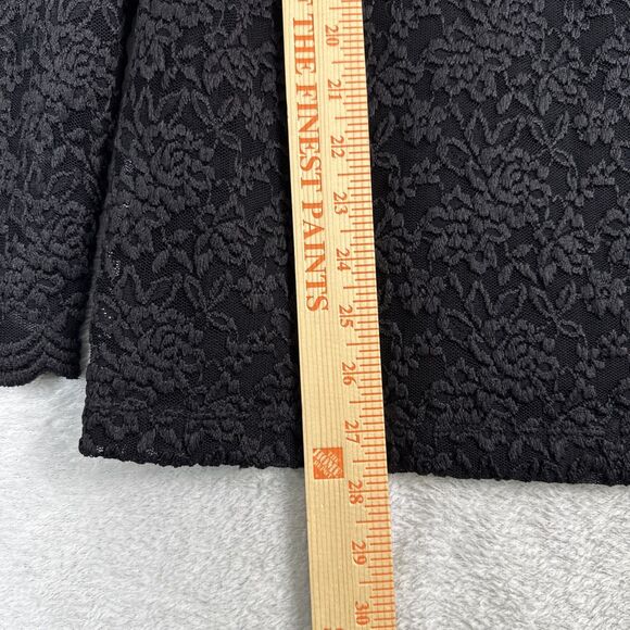 Susan Graver Crochet Lace Top Womens Medium Black Grunge Whimsigoth Witchy Vamp - Picture 6 of 12